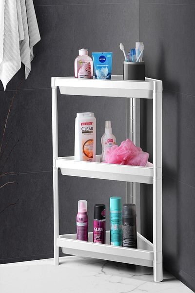Omaş Household Product Ahir Ticaret Triangle Shelf Unit 3 Tiers Λευκή γωνιακή οργάνωση ραφιών μπάνιου