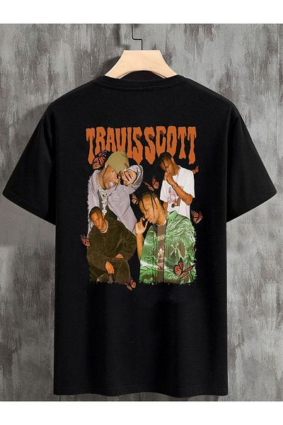 DEEPSENCE Unisex Oversize Μαύρο T-shirt - TRAVIS SCOATT Back Print