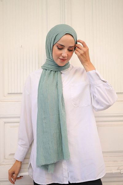 shalby Hijab Bamboo Crash Shawl Mint Green