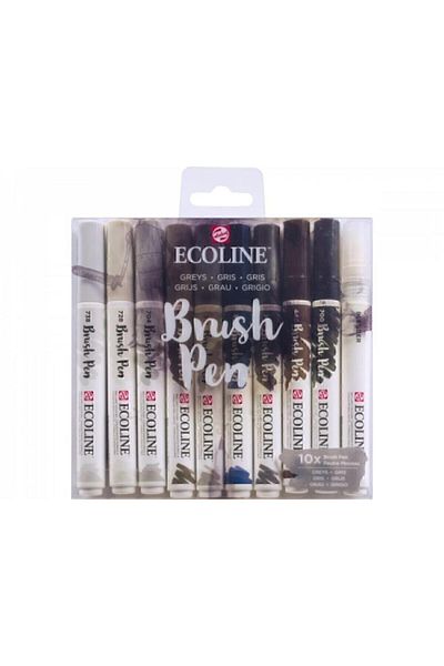 Talens Ecoline Brush Pen Set of 10 Gray Colors 9805