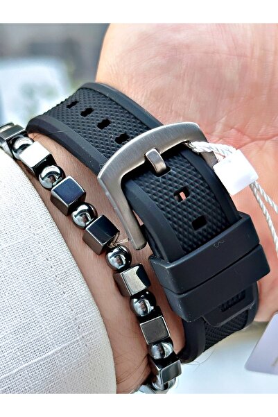 Reward Men's Black Silicone Function Wristwatch and Bracelet - Reward