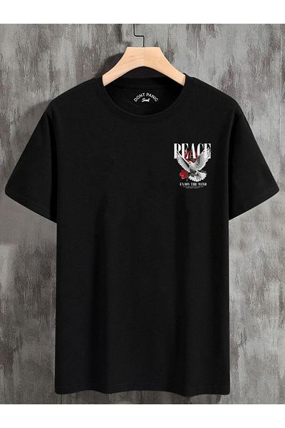 DEEPSENCE Μπλουζάκι PEACE Dove με μοτίβο Unisex Oversize Μαύρο