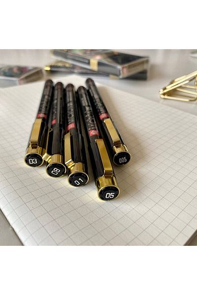 Mandalart Fabric Sakura Pigma Micron Gold Edition Series, Black, Set of 12,