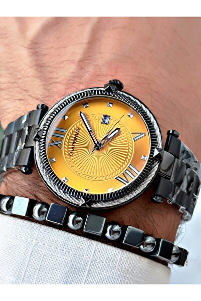 Chaperone Siyah Renk Roma Rakamlı Sade Klasik Model Çelik Kordon Erkek Kol Sa...