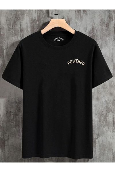 DEEPSENCE Μαύρο μπλουζάκι με μοτίβο PIZZA Unisex Oversize