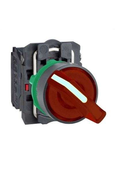 SCHNEIDER Xb5ak124b5 - زر مزلاج مضيء أحمر 22 مم، وضعين، ثابت 1na 1nk 24v