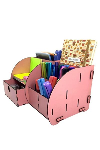 Need Masaüstü Düzenleyici Ahşap Organizer Seti Pembe