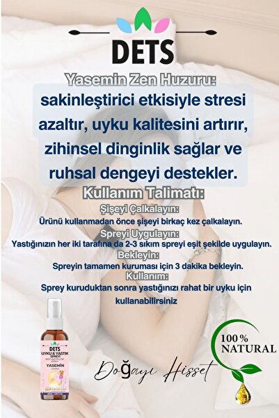 Dets Yasemin Uyku Ve Yastık Spreyi Zen Huzuru–sakinleştirici Ve Rahatlatıcı Etki Sleep And Pillow Spray
