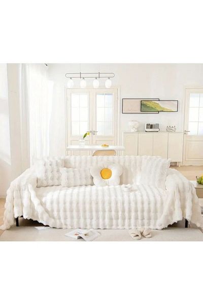 baladı home ev tekstil home collection Classic Furry Thick Plush Sofa Covers - 1 piece, Size 160 x 300 CM For End Sofa