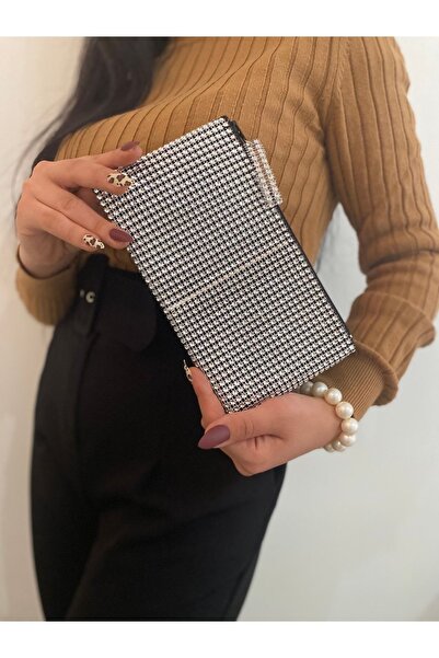 SmY Bag Сива сребриста портмоне чанта с блестяща повърхност