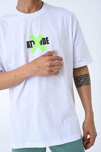 AMAZING CRASH Tricou alb unisex cu decolteu rotund, imprimat în față și în spate