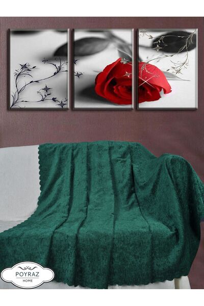 POYRAZ Bright Chenille Emerald Green Double Sided Sofa Sofa Bed Cover Shawl
