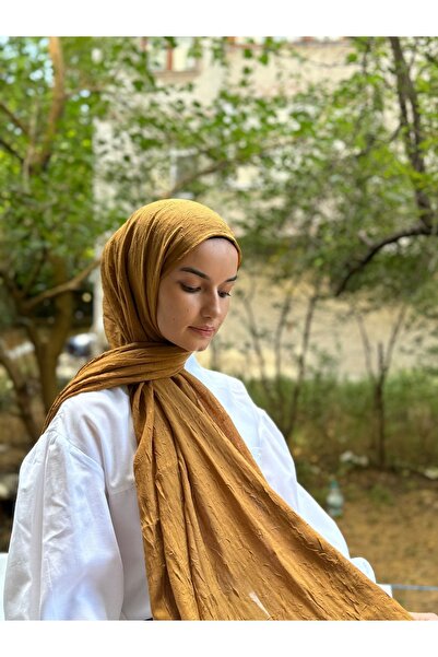 shalby Bambu Crash Şal Tesettür Hardal