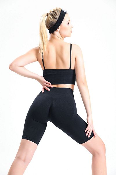 gymhams Gymhams Black Hip Shirring Push Up Hip Shaper Pantaloni scurți pentru ciclism fără cusături