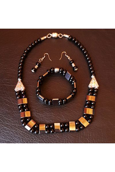 Asteria Elite Onyx Hematite Power, Courage and Balance Jewelry Set