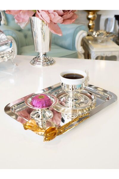 Bakır Concept GÜMÜŞ KAPLAMA SUNUM TEPSİSİ DİKDÖRTGEN FORM GALA ÇİÇEK DETAYLI ...