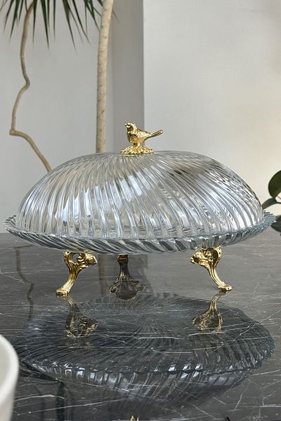 MAY HOME كعكة زجاجية وكعكة بأرجل معدنية