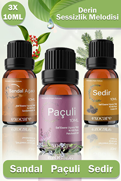 exocare Sedir, Sandal, Paçuli Esansiyel Buhurdanlık Difüzör Yağı,oda banyo ve...