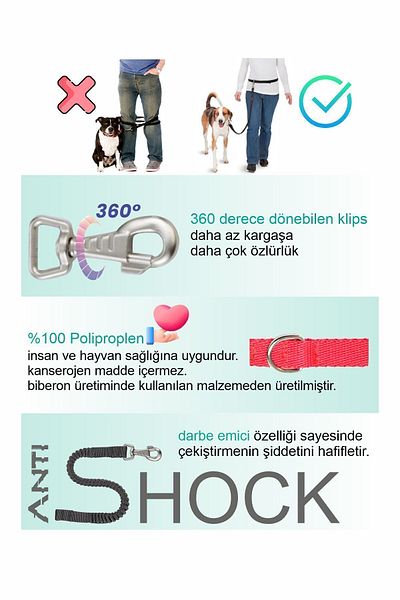 ZOBS Hands Free Travel Strap Hands Free Leash Travel Leash