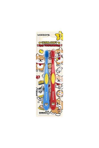 Watsons Shiba 2-Pack Red Blue Children's Toothbrush