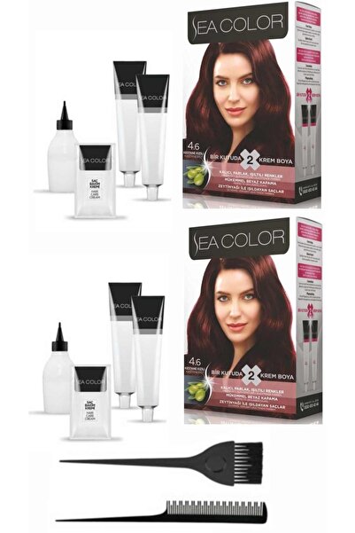 Sea Color Bir Kutuda 2 Boyama X2 Adet 4.6 Kestane Kızılı+tarak-fırça