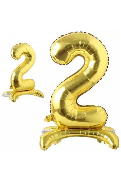 partideyince Footed 2 Number Foil Balloon Gold