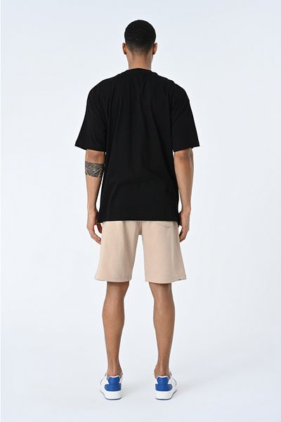 AMAZING CRASH Μαύρο μπλουζάκι Unisex με στάμπα με λαιμόκοψη Oversize