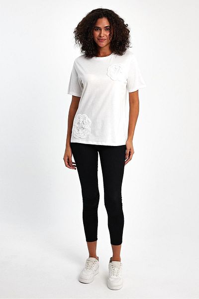 PEPPER MİNT LONDON Rose Embroidered T-Shirt