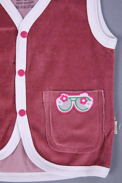 Babyhola Baby Girl and Boy Velvet Printed Vest with Pockets 3298