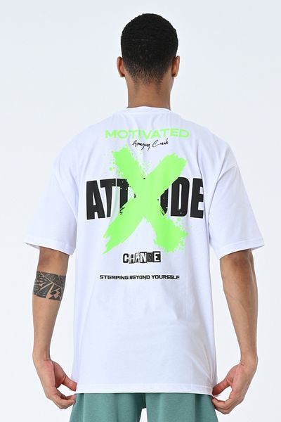 AMAZING CRASH Tricou alb unisex cu decolteu rotund, imprimat în față și în spate