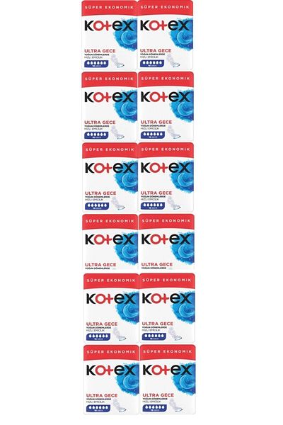 Kotex Ultra Hygienic - 16 Night Pads 12 Pack 192 Pieces