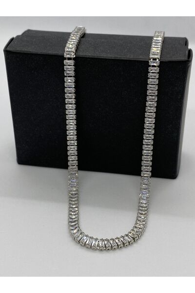 staınless steel Öztuğ Aksesuar Baget Zirkon Taşlı Çelik Su Yolu Vip Kolye