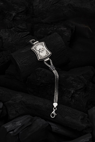 ALYANSEVİM Ya Ali Hat Yazılı Zülfikar 925 Gümüş Bileklik