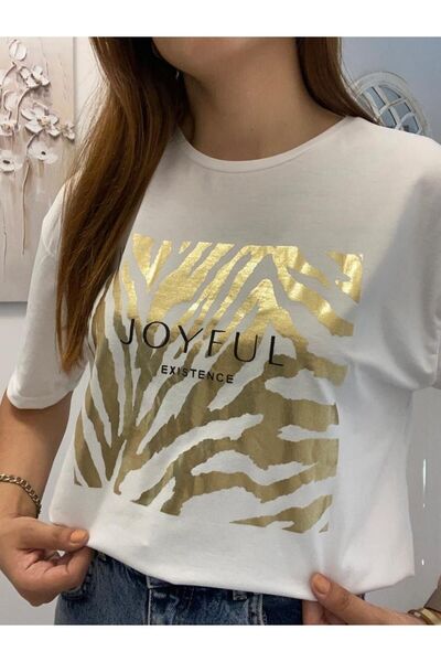 Mzr Collection Joyfull printed T-shirt με χρυσό τύπωμα