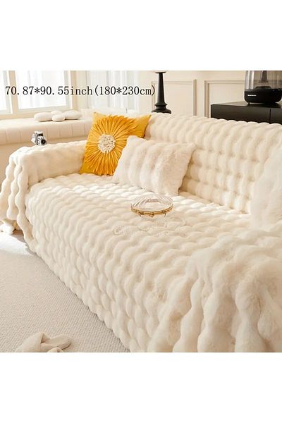 baladı home ev tekstil home collection Classic Furry Thick Plush Sofa Covers - 1 piece, Size 160 x 300 CM For End Sofa