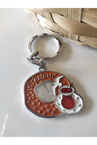 Tea Bagel Seagull Metal Keychain