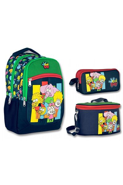 ÜMİT ÇANTA Boy's Primary School Bag - Ümit Kral Şakir Licensed, Set of Three, Navy/Green