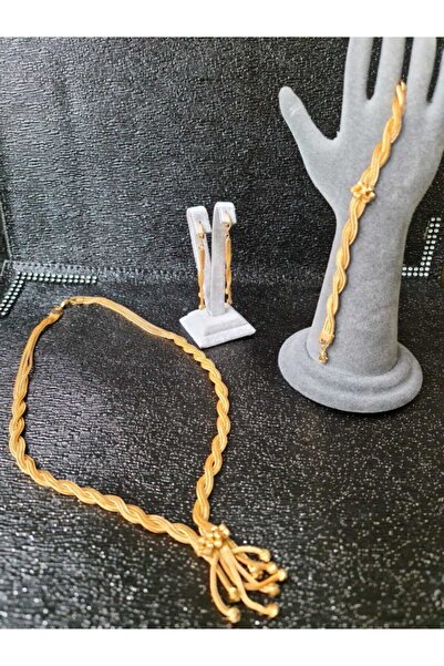 odabaş shop Altın Kaplama Set Takım Kolye Bileklik Küpe