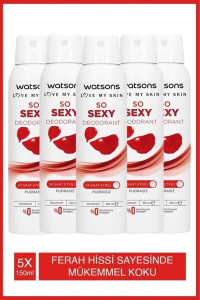 Watsons So Sexy Deodorant Deodorant Sprey Pudrasız 5x150ml