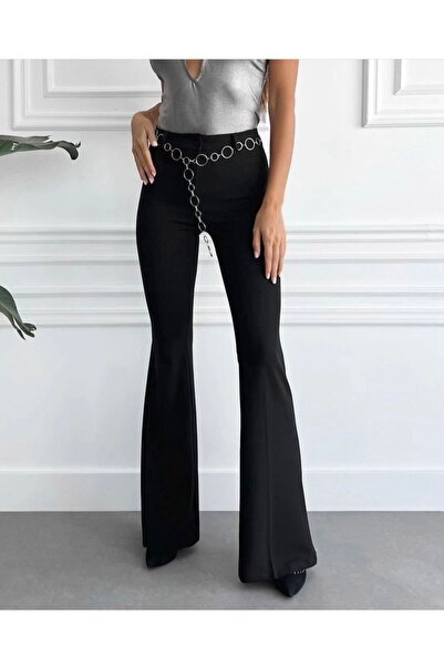 ASIR BUTİK İSPANYOL PAÇA SİYAH KUMAŞ PANTOLON