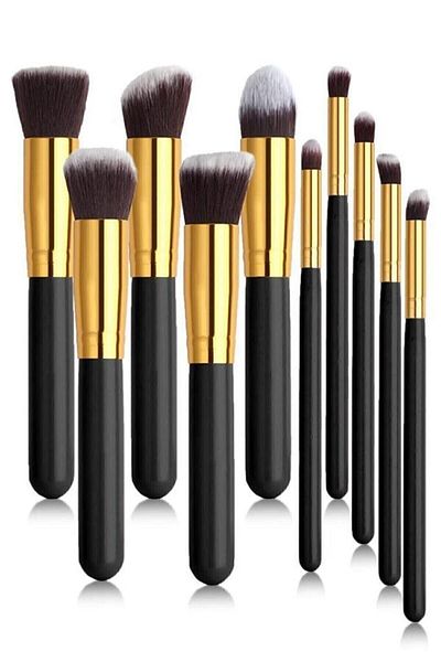 aks kozmetik Black Color Makeup Brush Set of 10