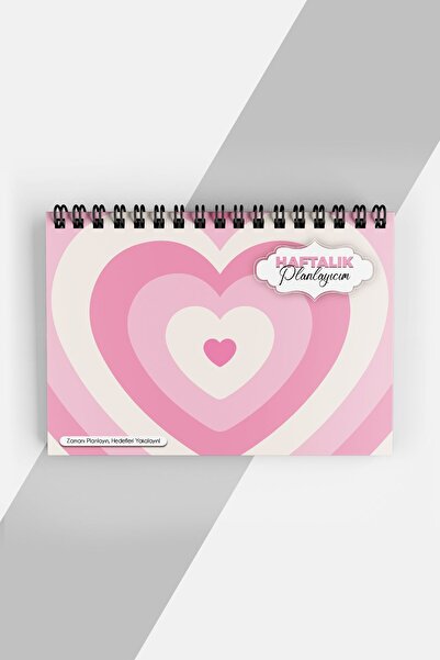 markcat مخطط أسبوعي بتصميم قلب وردي - جدول أعمال غير مؤقت (A5) دفتر تخطيط غير...