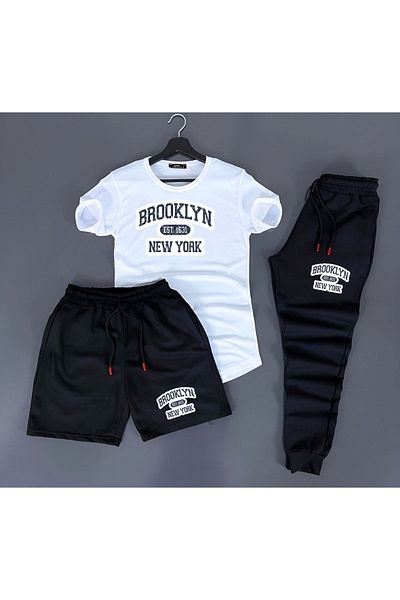 Rex Darius 3-Piece Unisex Oversize Combination Brooklyn Printed T-shirt, Shorts and Sweatpants Combination