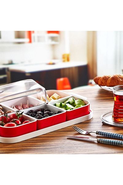 Miami Home طقم إفطار مزدوج اللون مكون من 6 أقسام مع غطاء