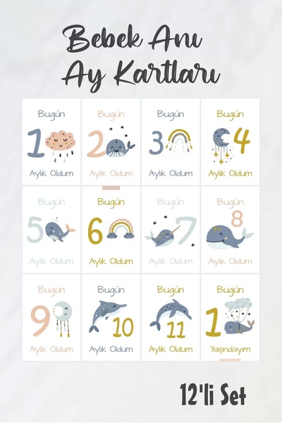 neşeli günlerim Κάρτα μνήμης Baby Monthly Photo Shoot (Sea)