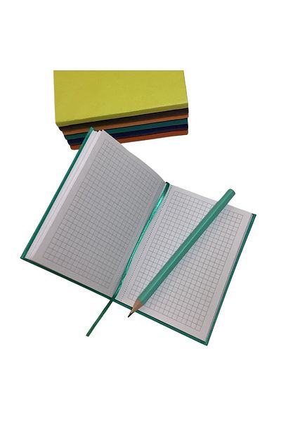 blume Acar Thermo Leather Checkered Notebook with Flexible Cover 10.5*15 Cm 160 Pages Green