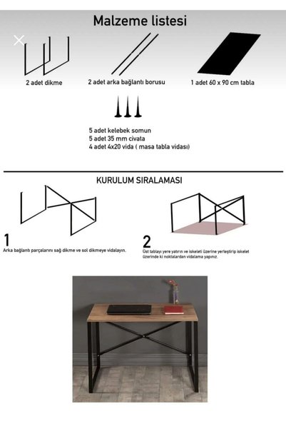 noyan Atik Çalışma Masası Bilgisayar Laptop Masası