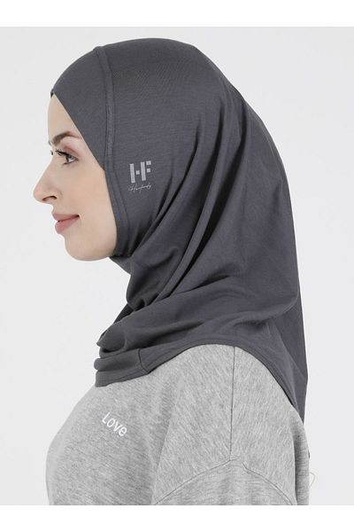 Ecardin Premium Flat Sports Hijab - Αθλητική Αθλητική Υγιεινή Hijab, Ready Comfort - Σκούρο Γκρι