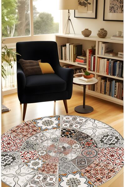 Noble Halı Dijital Baskı Patchwork Model Dekoratif Makinada Yıkanabilir Yuvar...