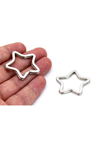 yfhobi 5 Adet - 32x34 Mm Nikel Kaplama Yıldız Anahtarlık Halkası